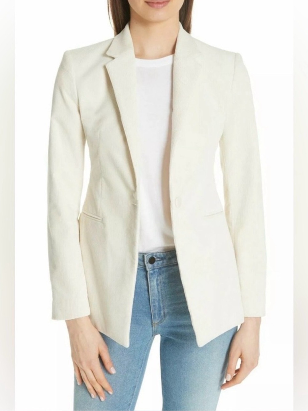 Theory Cream Corduroy Tailored Blazer